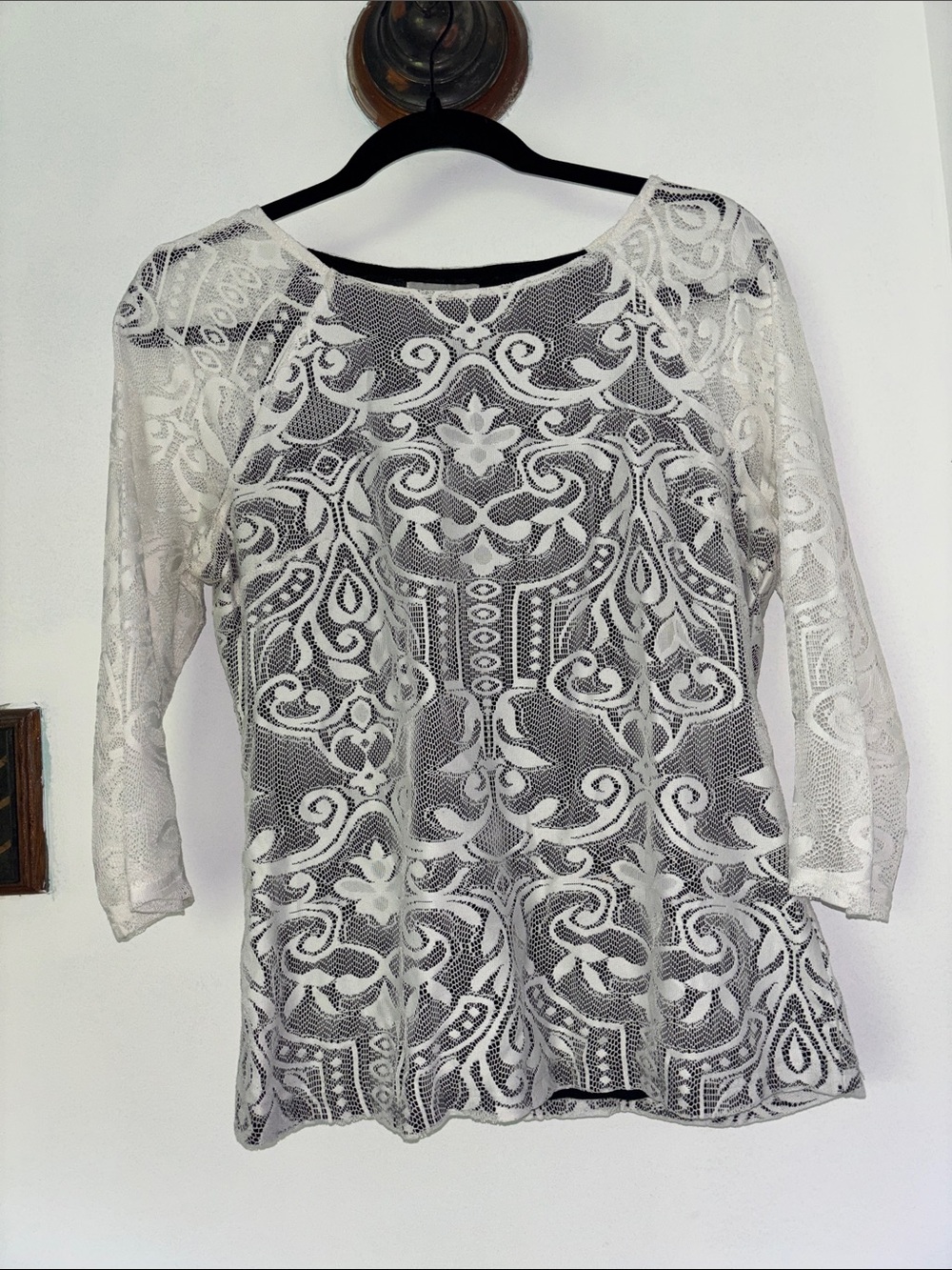 H&M White Lace Overlay Blouse